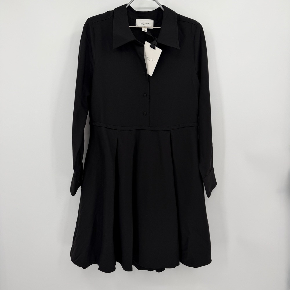 Pomander Place by Tuckernuck Black Annalise Pleated Mini Dress size M Medium NWT